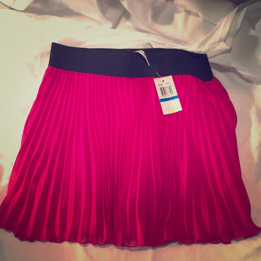 Pleated Ruffle Skirt - Size XL -Magenta